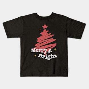 Merry And Bright Christmas Women Girls Kids Toddlers Cute Kids T-Shirt